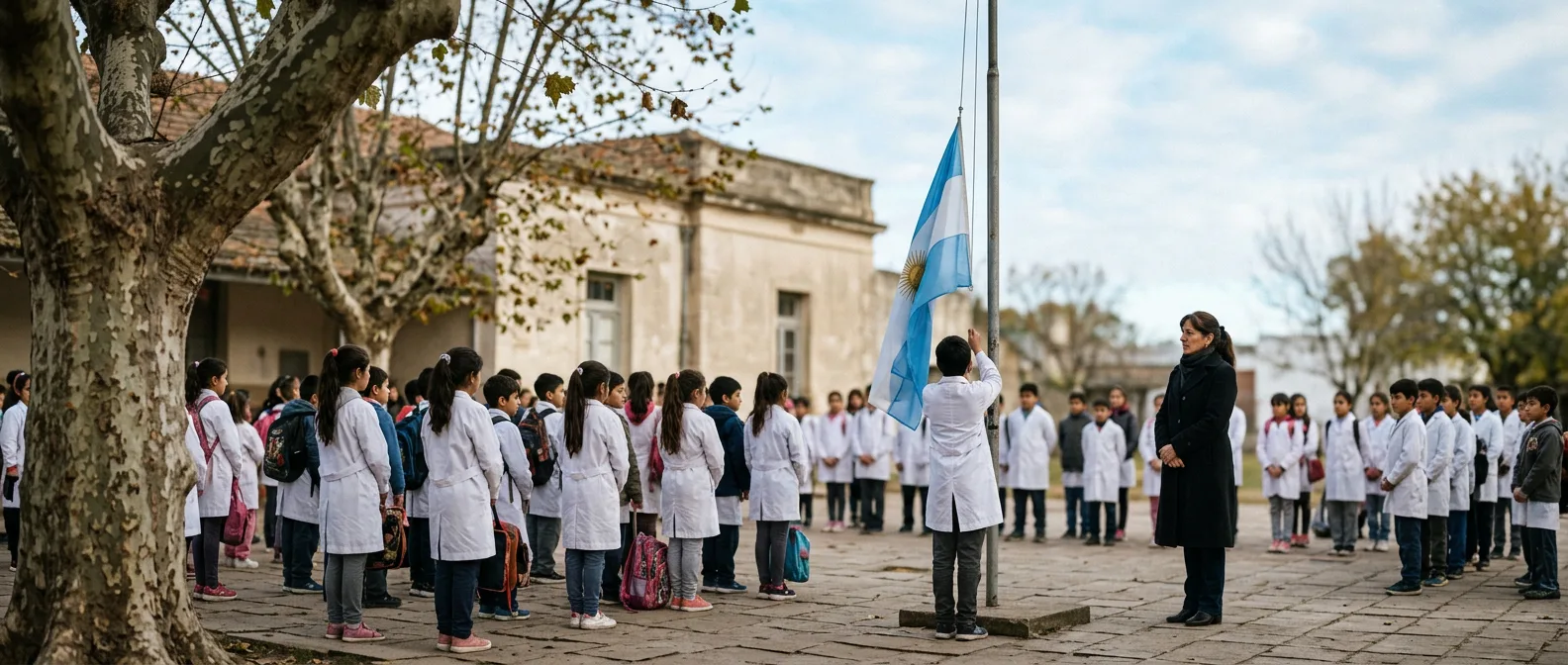 Morning flag-raising at an Argentine escuela primaria