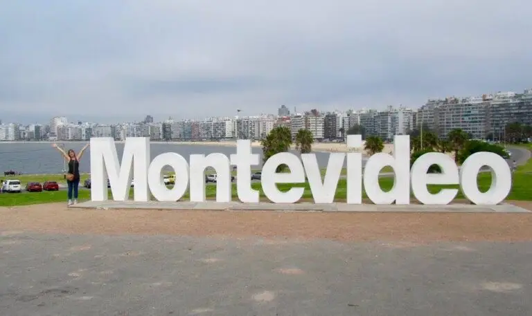 Montevideo city sign Uruguay waterfront