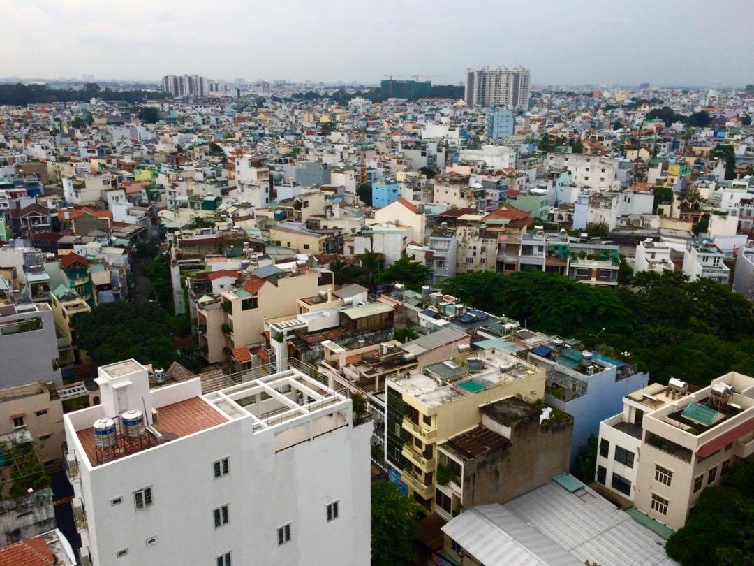 Panoramic view over Ho Chi Minh City skyline in Vietnam