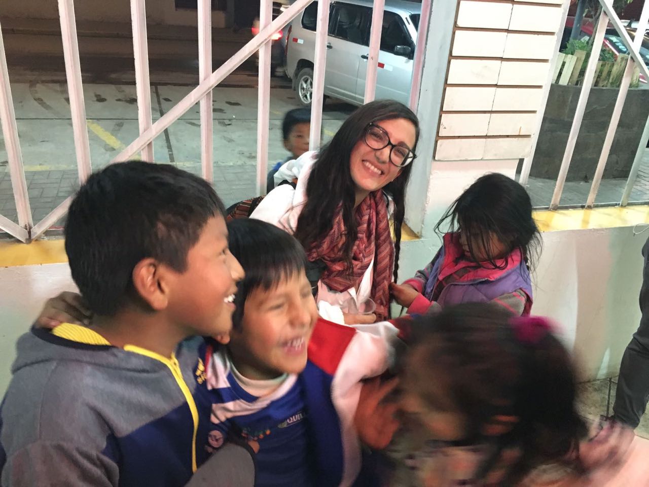 Christina Romeo teaching children in Peru