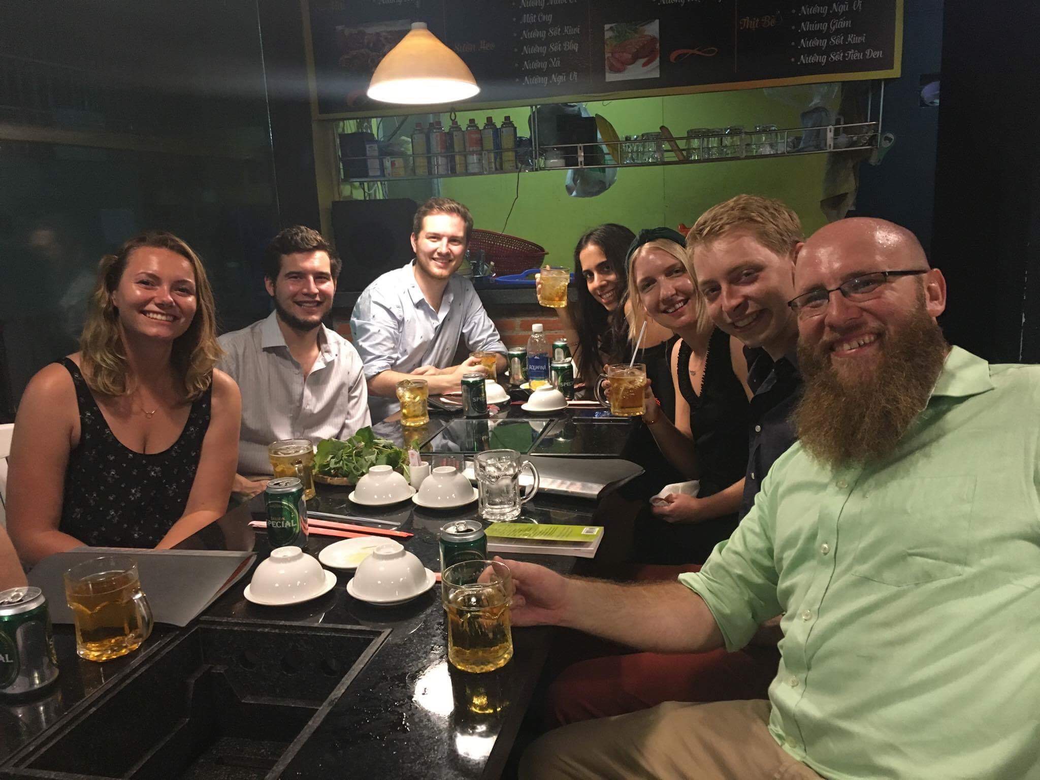teaching English in Vietnam expat friends dinner