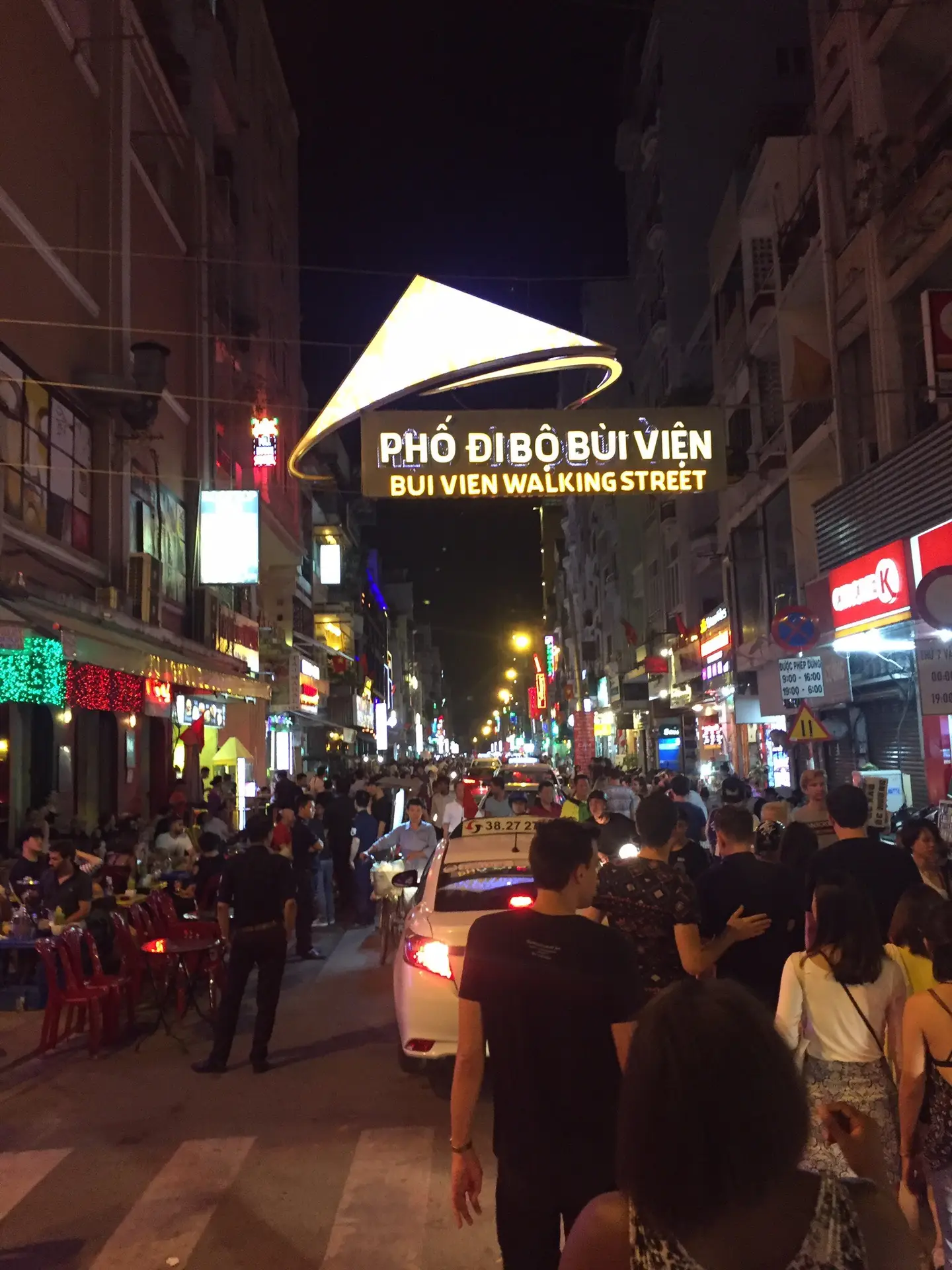 Busy nightlife scene on Bui Vien Walking Street in Ho Chi Minh City Vietnam