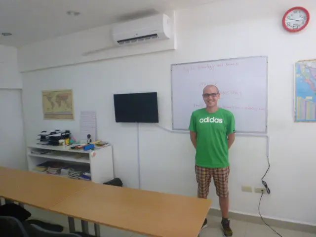 TEFL classroom with teacher standing at front