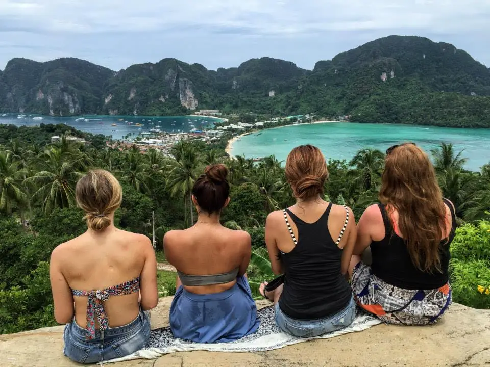 View of tropical island coastline in Thailand from viewpoint