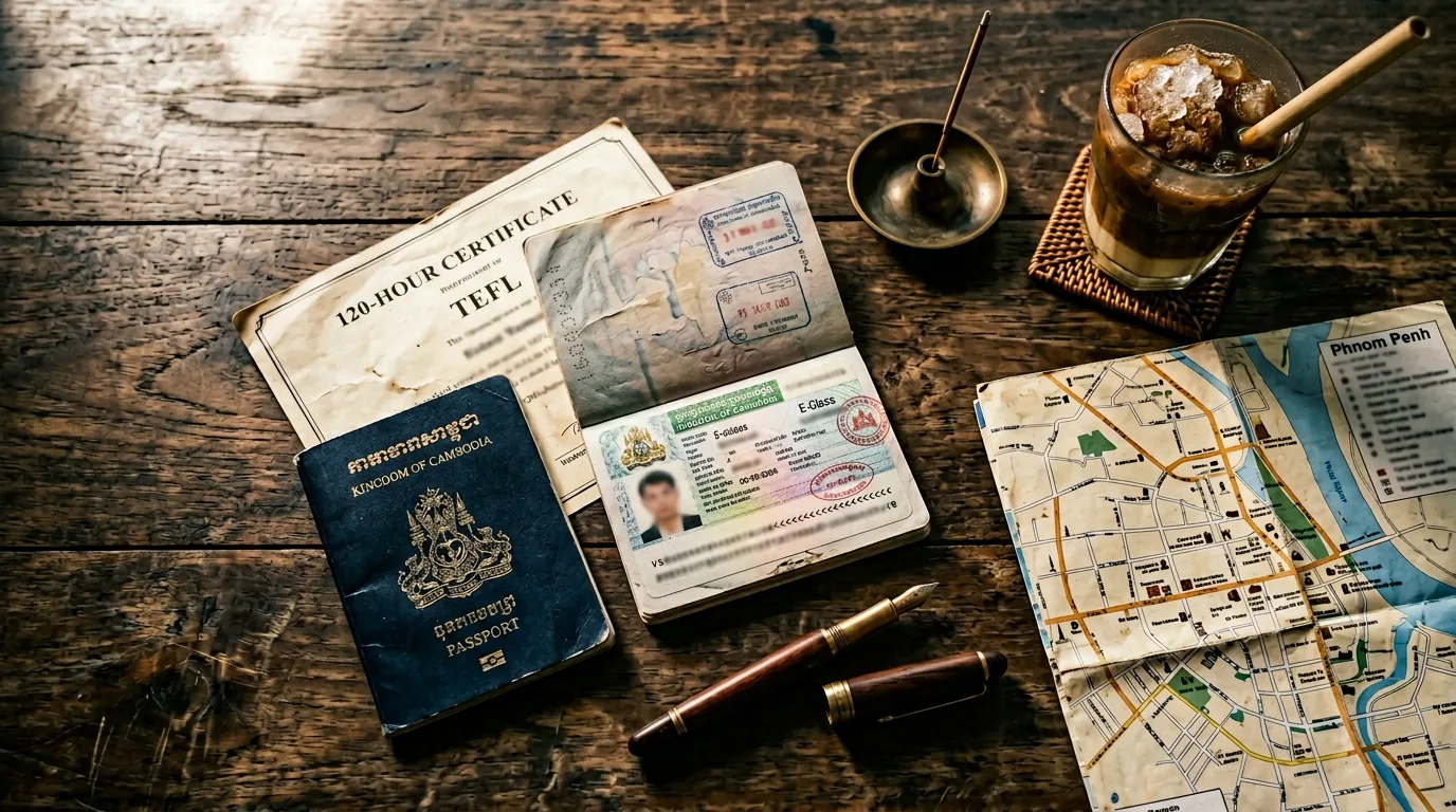 Documents and passport for teaching in Cambodia