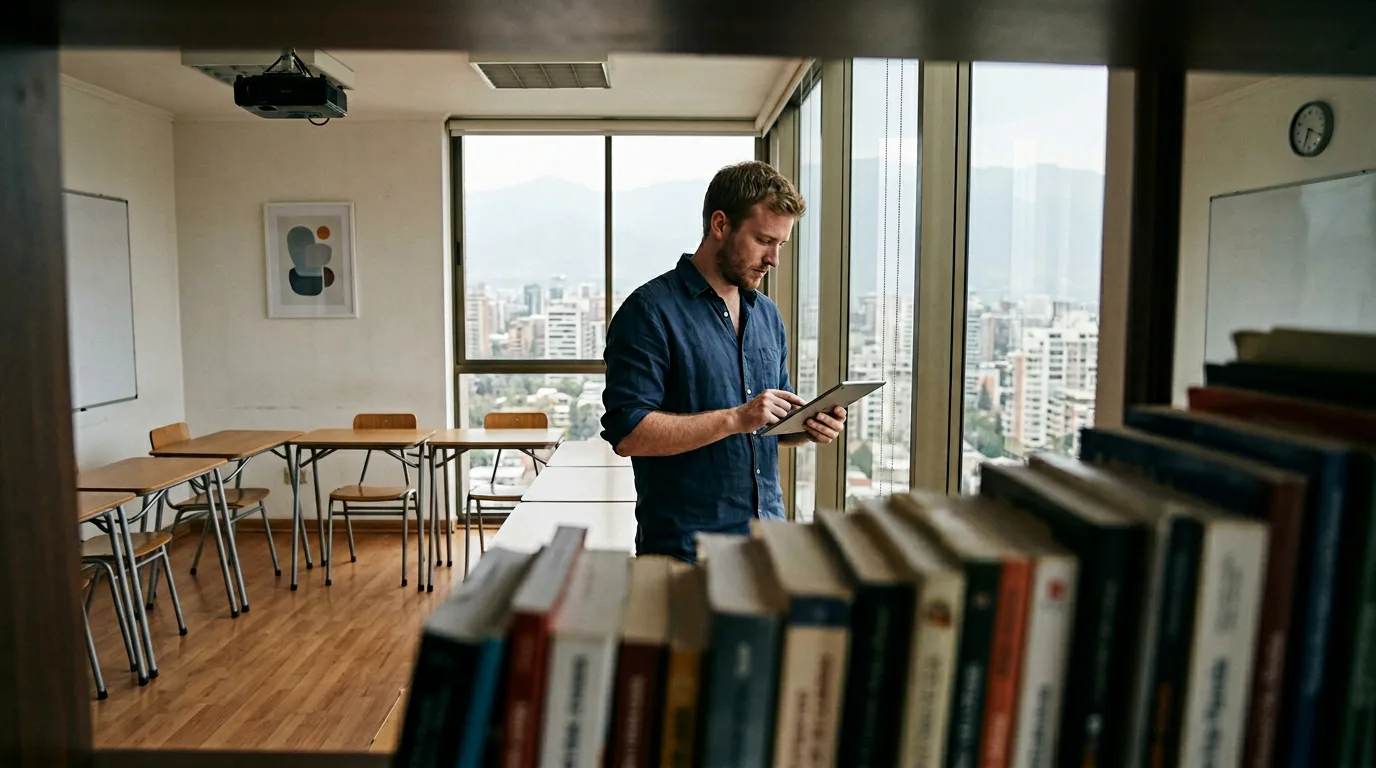 Chilean private language school classroom with adult students