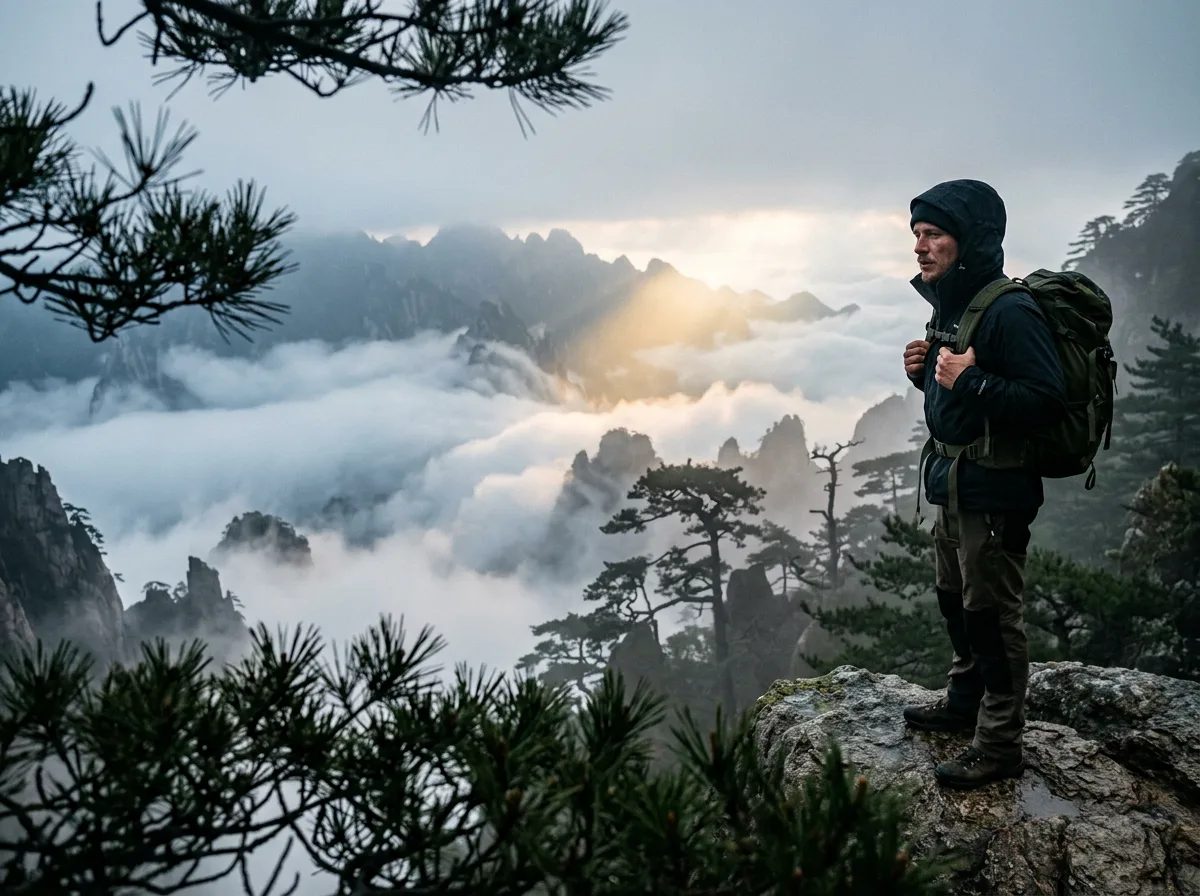 Chinese mountain landscape and ancient temple weekend escape