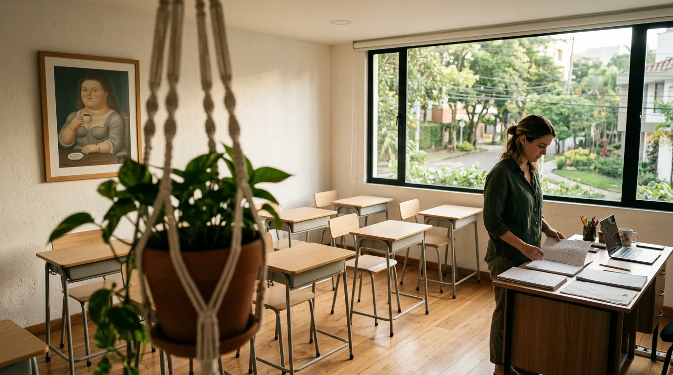 Modern language institute classroom in Medellín El Poblado