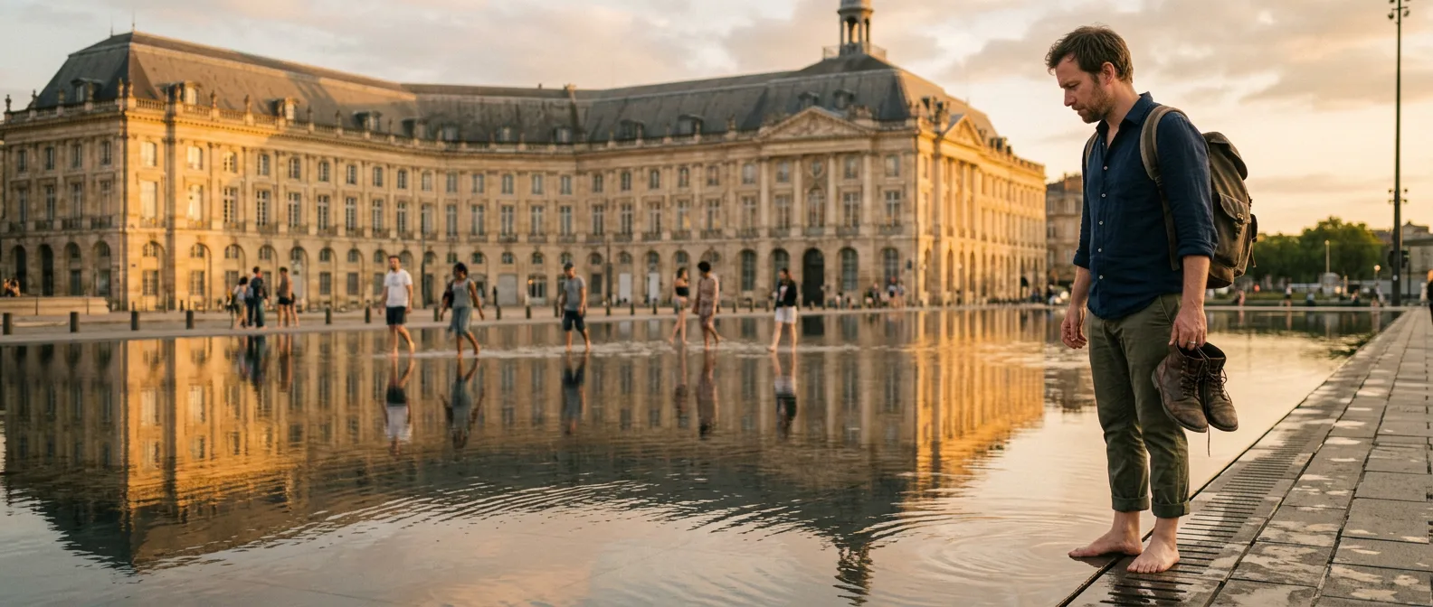 Bordeaux Place de la Bourse and water mirror reflection