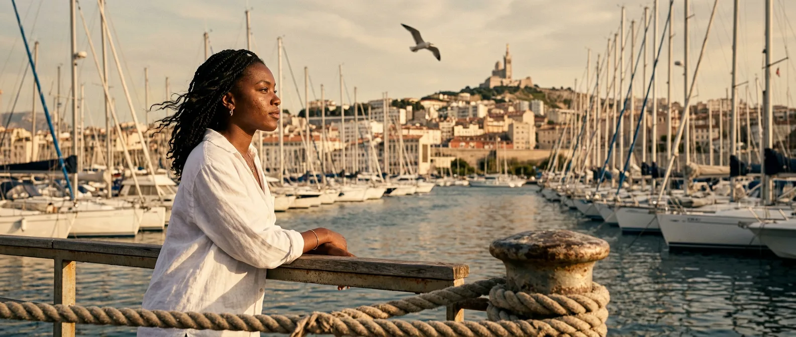 Marseille Vieux-Port harbour and Notre-Dame de la Garde