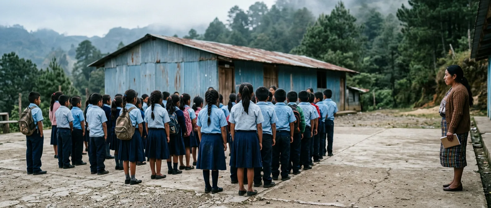 Guatemalan rural primary school students in classroom