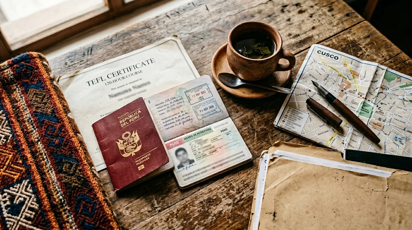 Requirements - Peruvian visa flat-lay