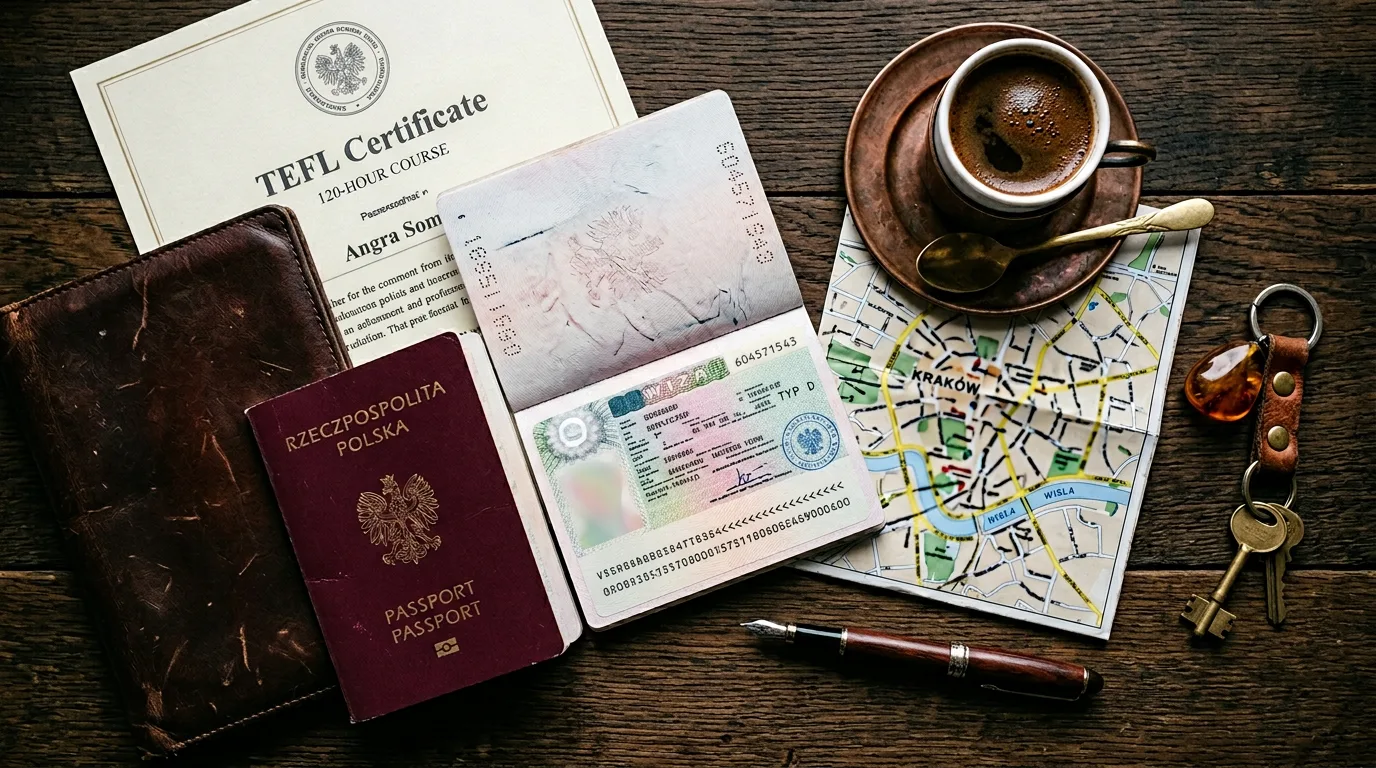Requirements - Polish visa flat-lay