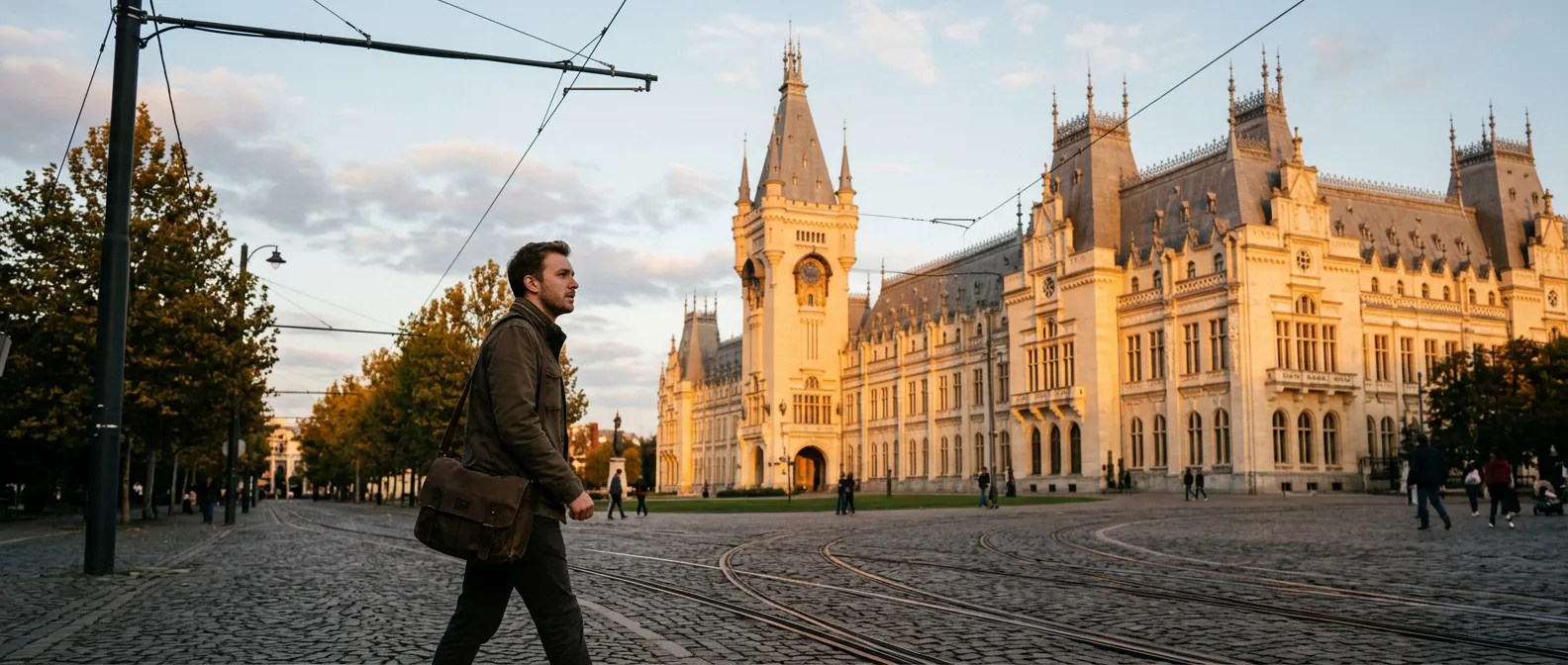 Iași Palace of Culture at golden hour