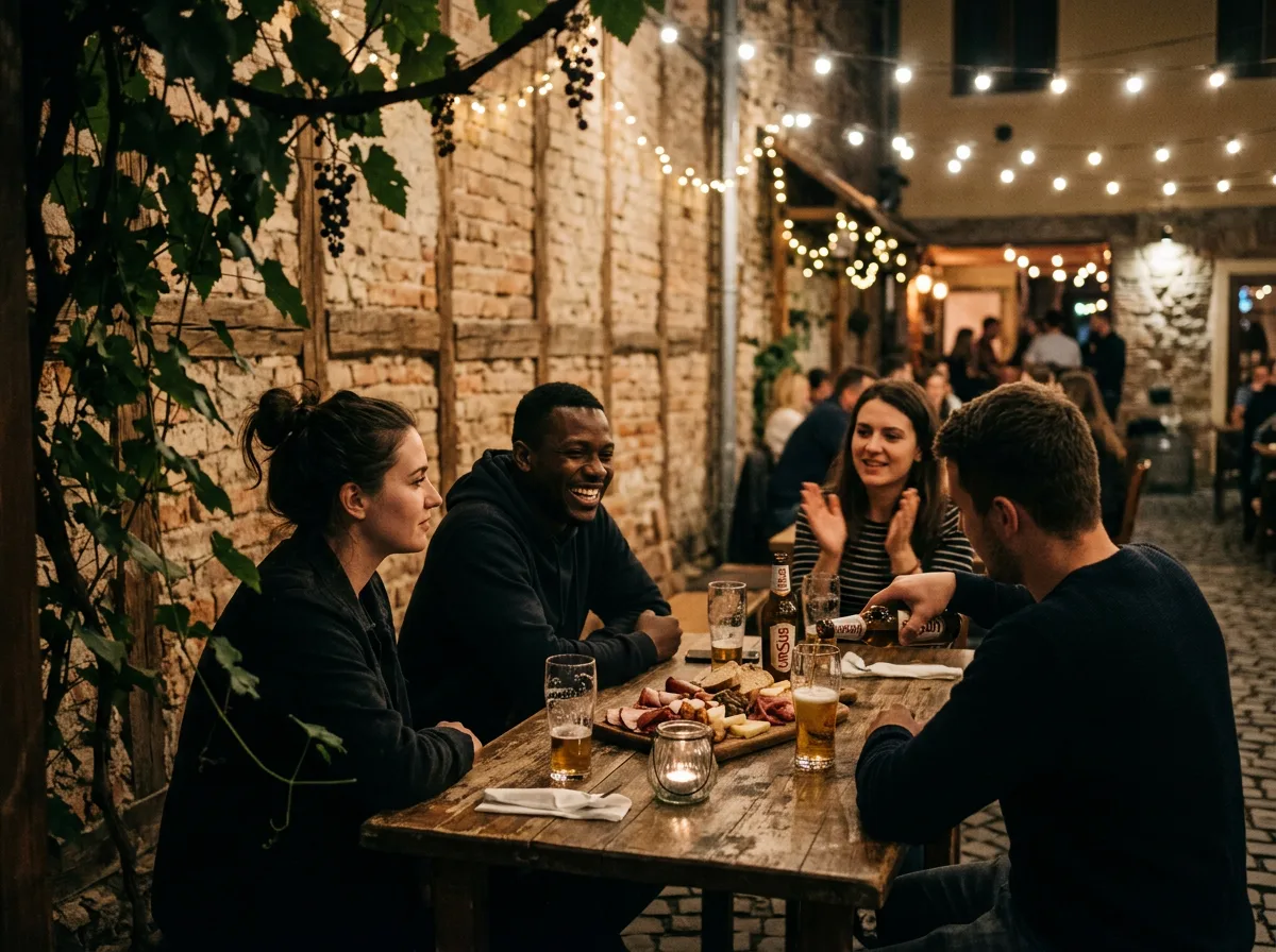 Expat teachers at a Cluj-Napoca terrace bar