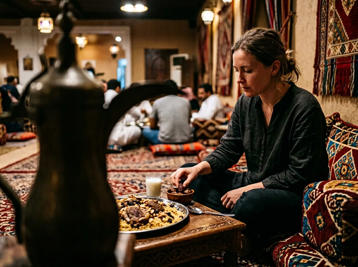 Saudi Arabian traditional dinner with kabsa