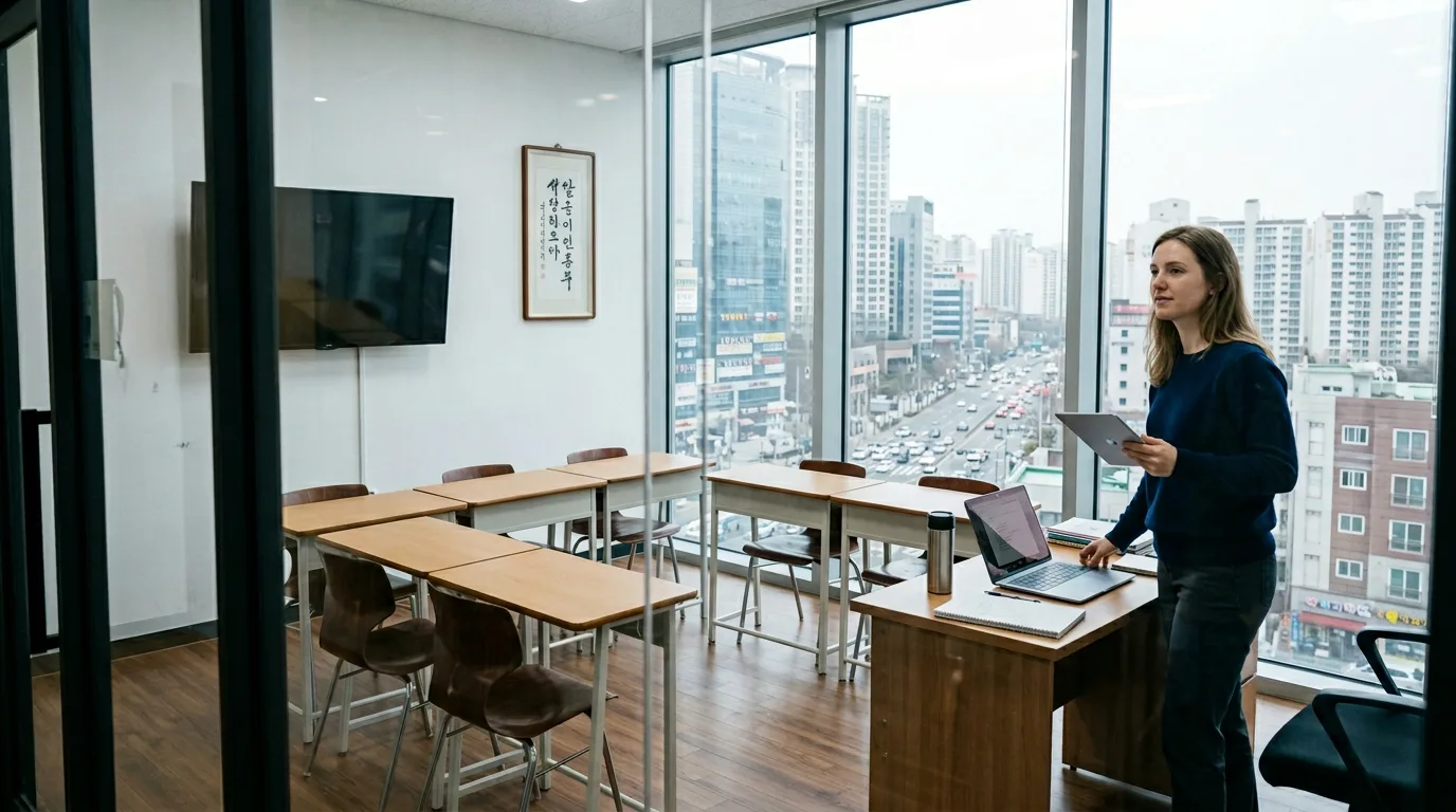 Hagwon private English academy classroom in South Korea