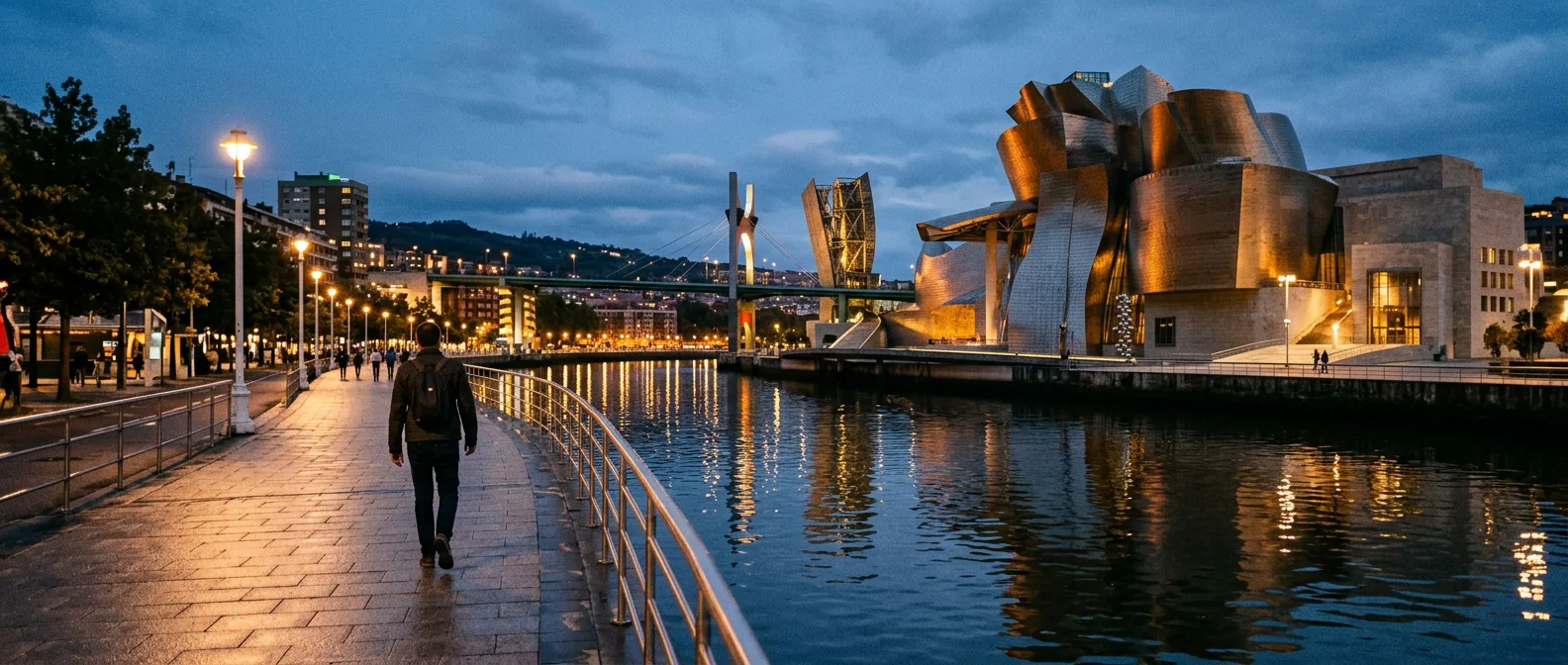 Bilbao Guggenheim Museum along the Nervion river