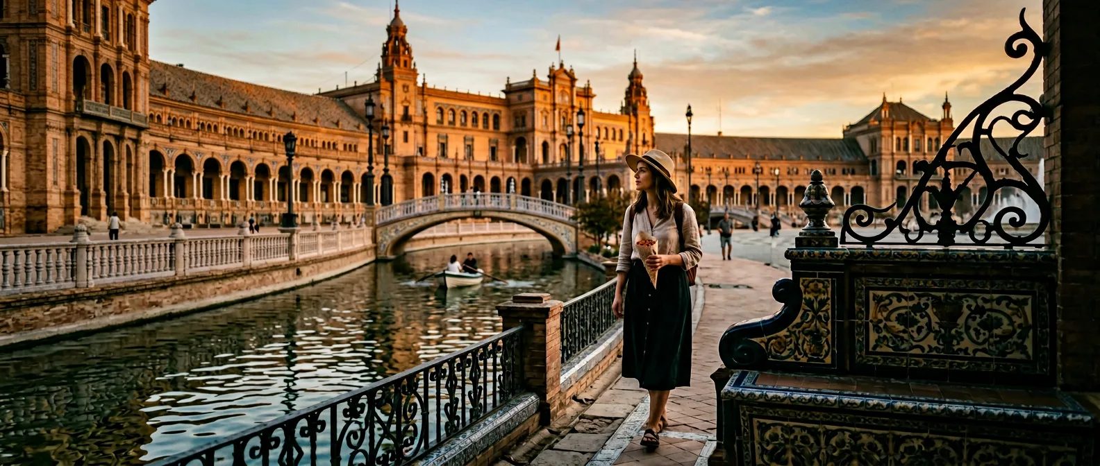 Seville Plaza de Espana with colourful tile work