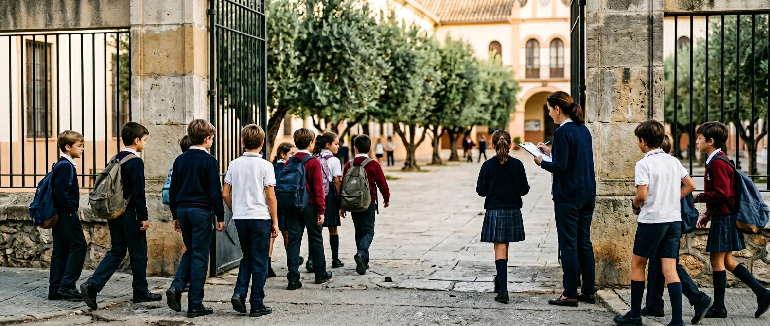 Spanish students in an English class discussion