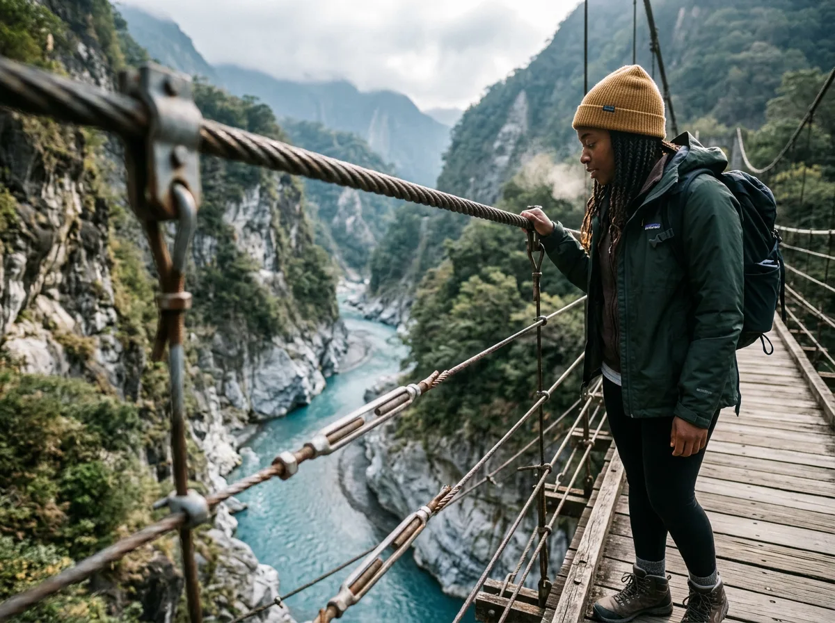 Taroko Gorge marble canyon with turquoise river in Taiwan