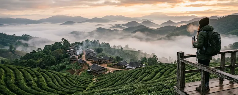 Misty northern Thailand hillscape near Chiang Rai
