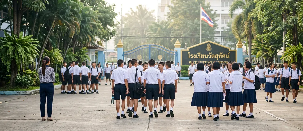 Thai students in school uniform at a Thailand government school