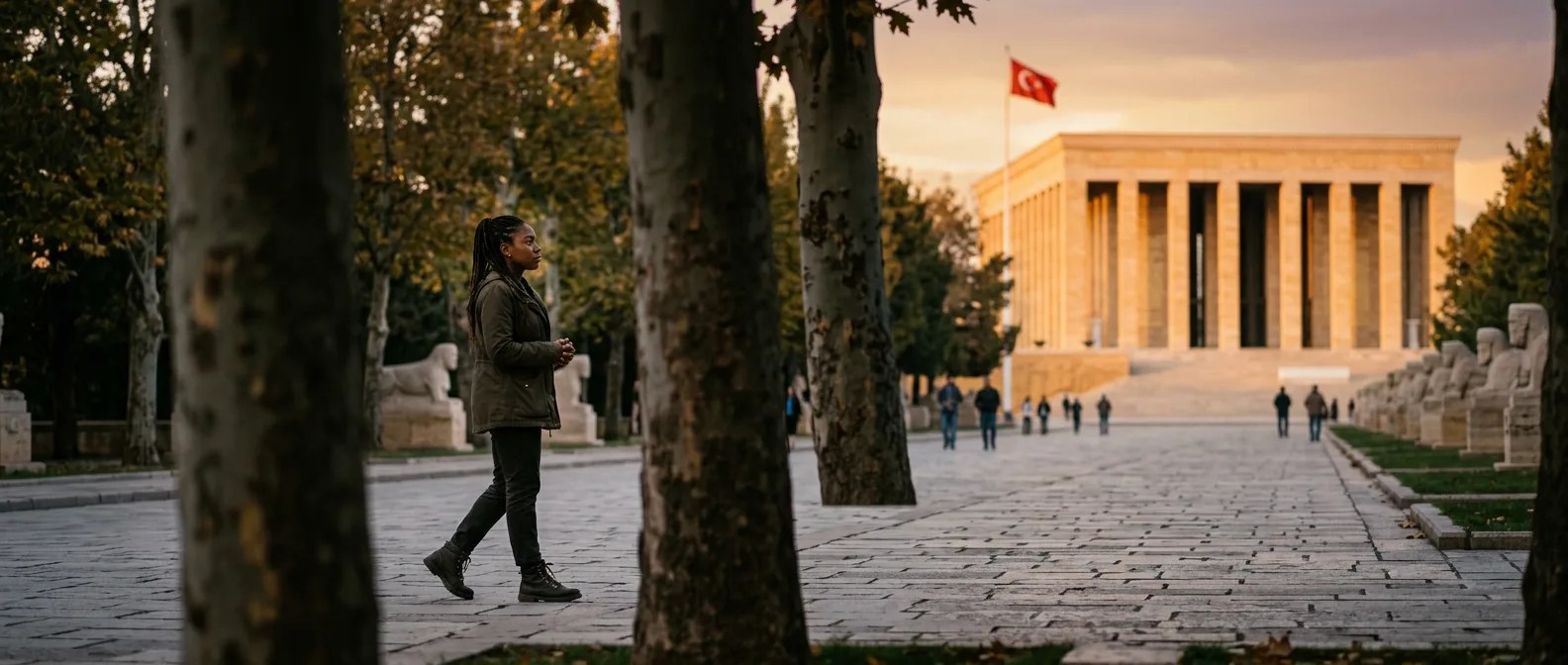 Ankara Anitkabir and modern city skyline