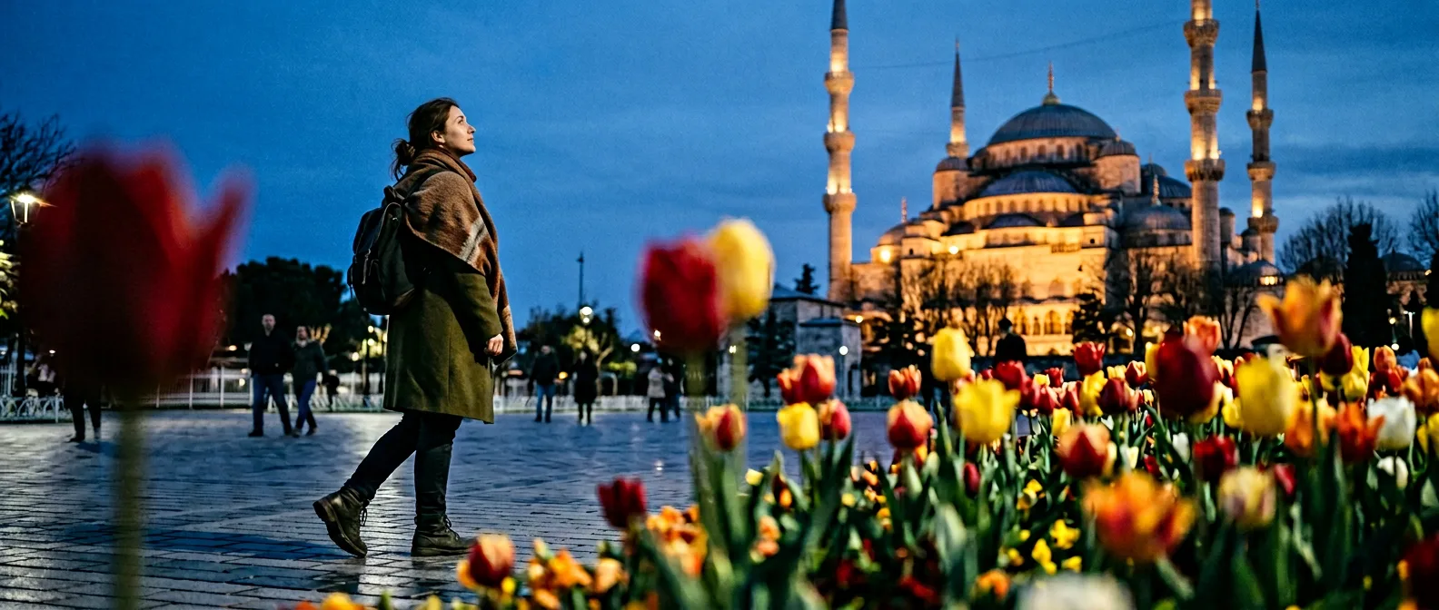 Istanbul Bosphorus view with minarets at sunset
