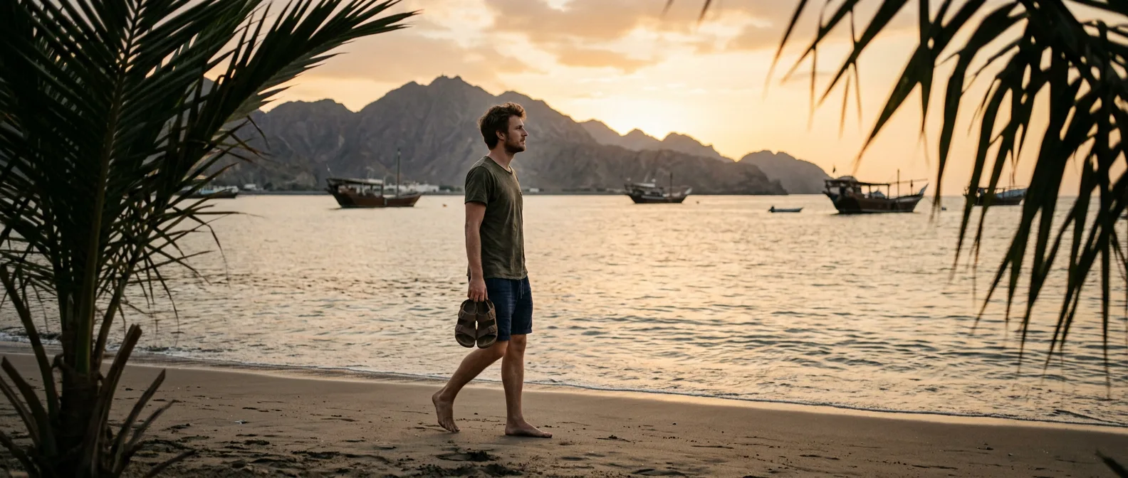 Fujairah east coast with Gulf of Oman and rugged mountains
