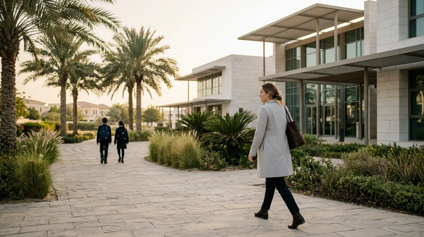 Modern UAE international school campus with glass facade
