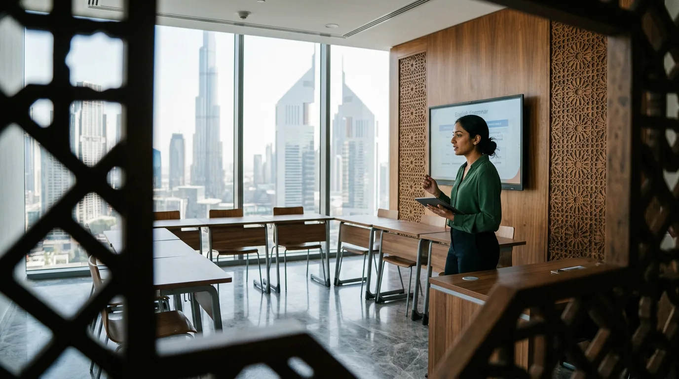 Dubai language centre classroom with adult learners